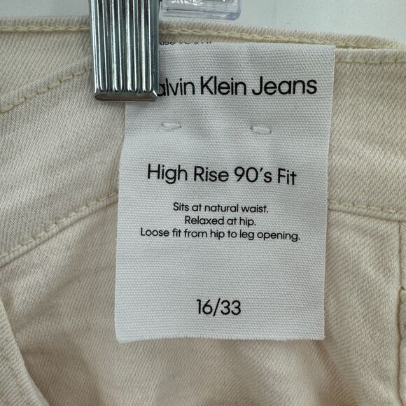NWT CALVIN KLEIN Cotton High Rise 90s Fit Straight Leg Ecru Jeans Size 16 33 - Picture 6 of 11
